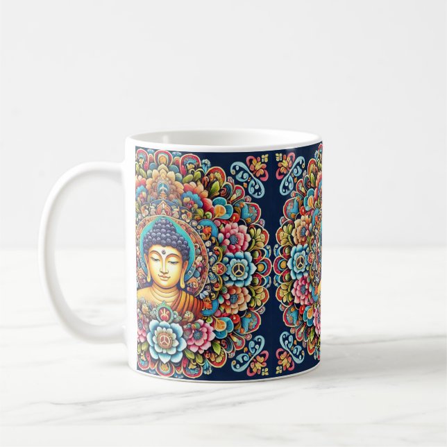 Mandala with buddha coffee mug (Left)