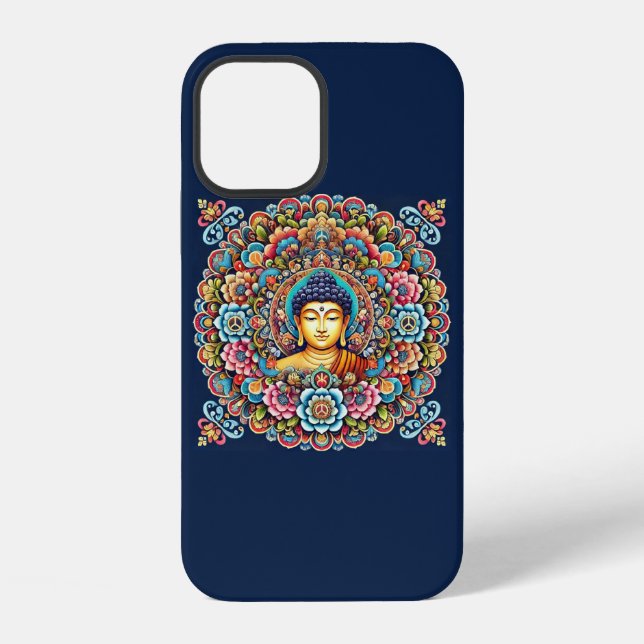 Mandala with buddha iphone case (Back)