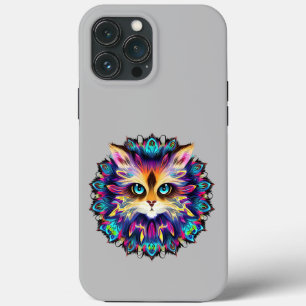 Mandala with cute furry Cat portrait  iPhone 13 Pro Max Case