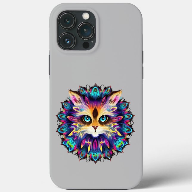 Mandala with cute furry Cat portrait  Case-Mate iPhone Case (Back)