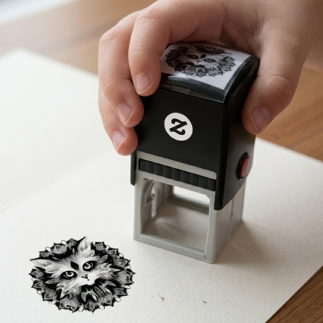 Mandala with cute furry Cat portrait  Self-inking Stamp (Mandala with cute furry Cat portrait. Self-inking Stamp)