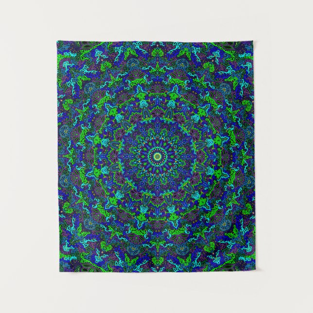 Mandala with Detailed, Intricate Lotus Design, in Tapestry (Front)