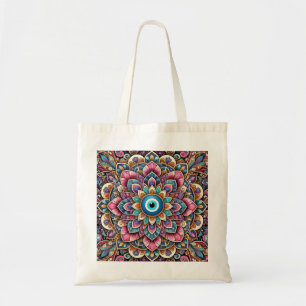 Mandala with evil eye tote bag