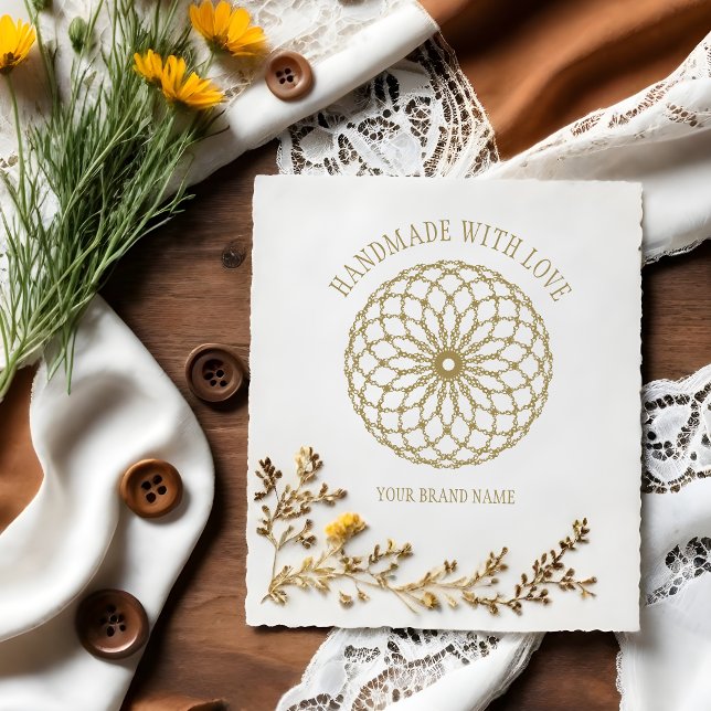 Mandala with Handmade with Love quote Rubber Stamp (Exquisite Cherished Mandala with Handmade with Love Quote Rubber Stamp.)