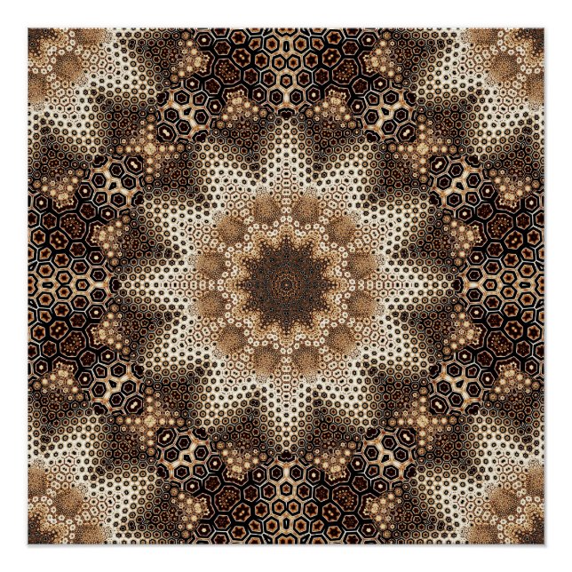 Mandala with Hexagonal Elements Poster (Front)