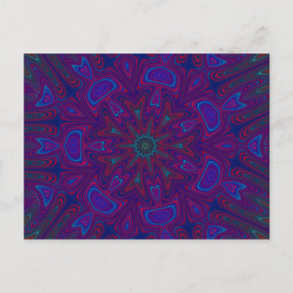 Mandala with Stars and Hearts in Purple, Blue, Red Postcard