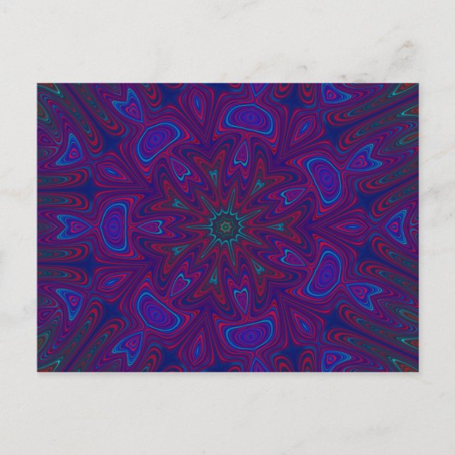 Mandala with Stars and Hearts in Purple, Blue, Red Postcard (Front)