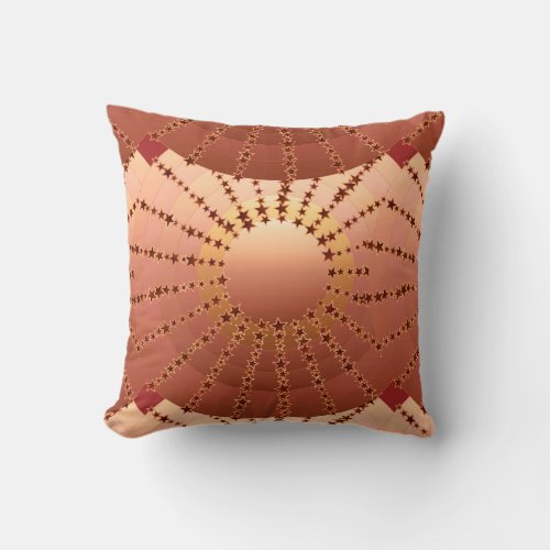 Mandala with Stars _ copper satin gradient Throw Pillow