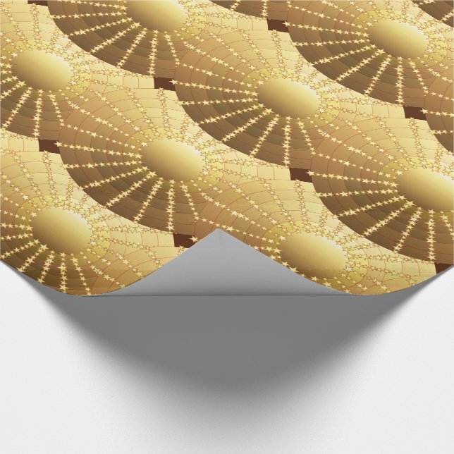 Mandala with Stars - golden satin gradient Wrapping Paper (Corner)