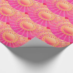 Mandala with Stars - pink and coral satin gradient Wrapping Paper