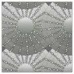 Mandala with Stars - silver grey satin gradient Fabric