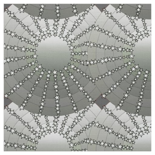 Mandala with Stars - silver grey satin gradient Fabric