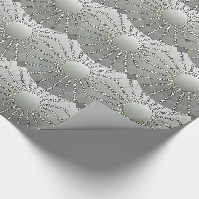 Mandala with Stars - silver grey satin gradient Wrapping Paper (Corner)