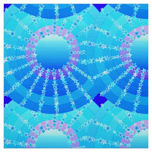 Mandala with Stars - turquoise satin gradient Fabric