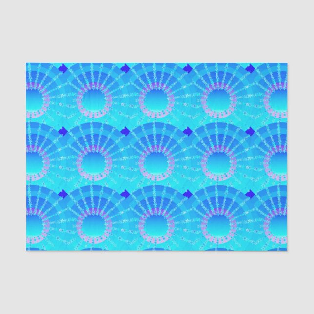 Mandala with Stars - turquoise satin gradient Tissue Paper (Front)