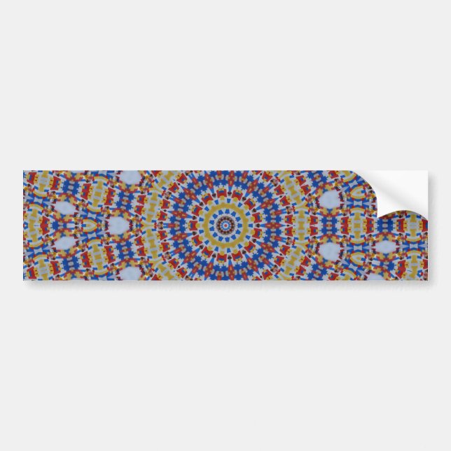 Mandala yellow blue bumper sticker (Front)