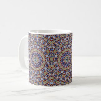 Mandala yellow blue coffee mug
