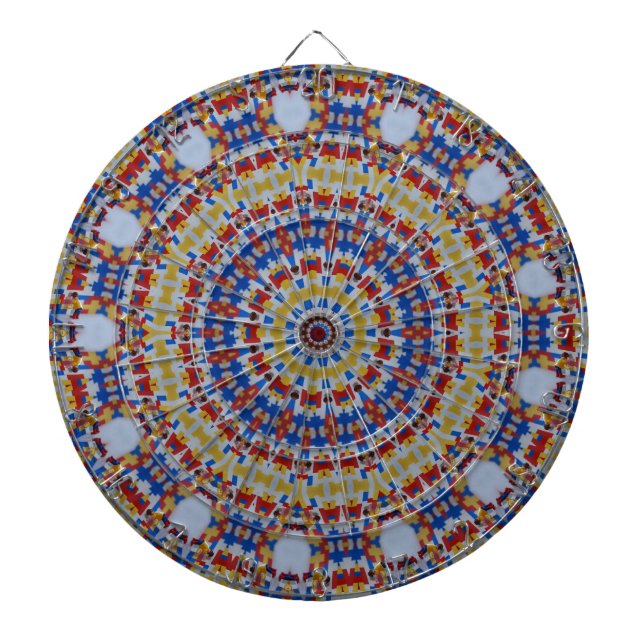 Mandala yellow blue dart board (Front)