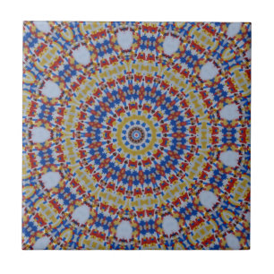 Mandala yellow blue tile