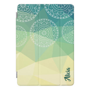 Mandala yellow green polygonal i-pad pro case