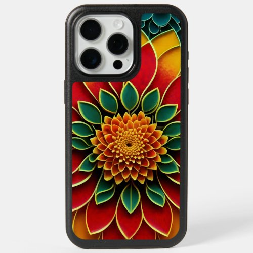 Mandala Yellow Red Green Mosaic iPhone 15 Pro Max Case