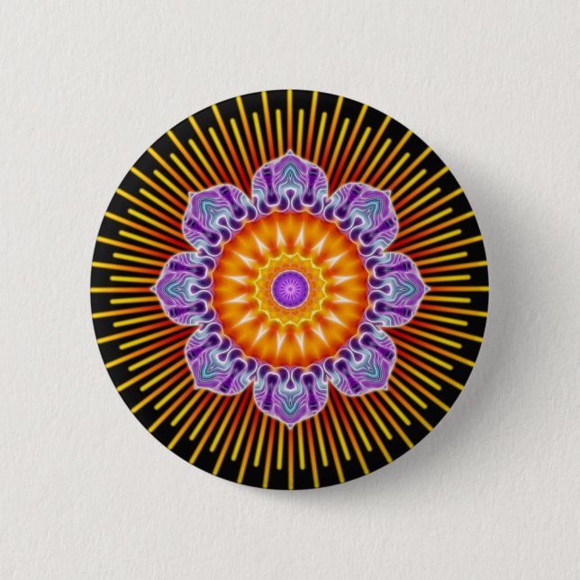 Mandala yellow violet black button (Front)