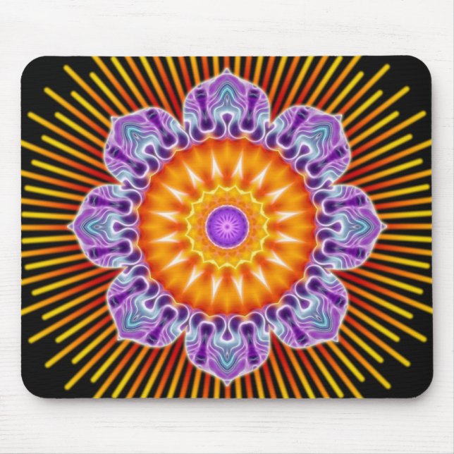 Mandala yellow violet black mouse pad (Front)