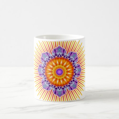 Mandala yellow violet coffee mug