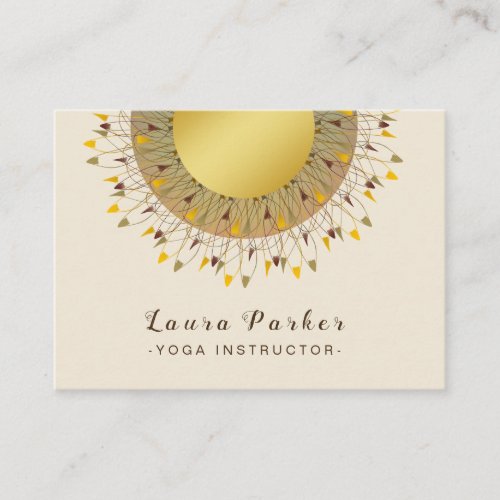 Mandala Yoga Instructor Classic  Lotus Floral Gold Business Card