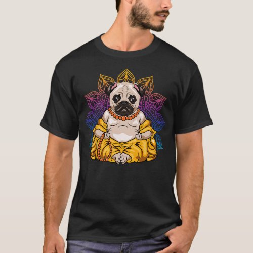 Mandala Yoga Pug Dog Meditate Meditation T_Shirt
