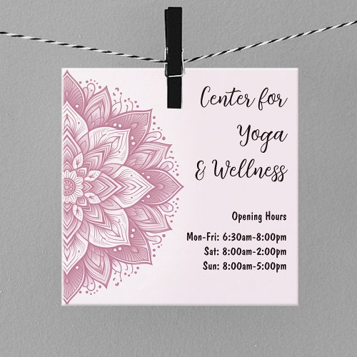 Mandala Yoga Studio Girly Pink Blush Pastel Colors Square Business Card
