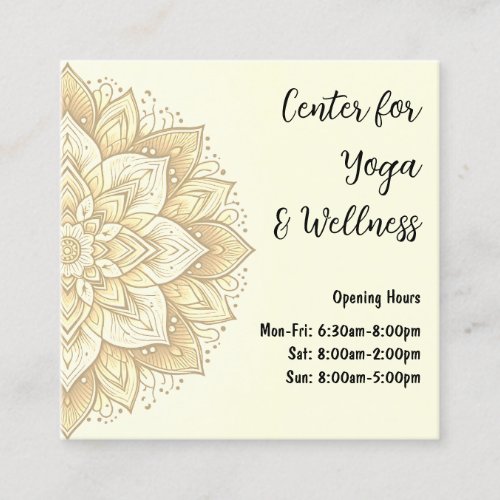 Mandala Yoga Studio Light Yellow Pastel Colors Square Business Card