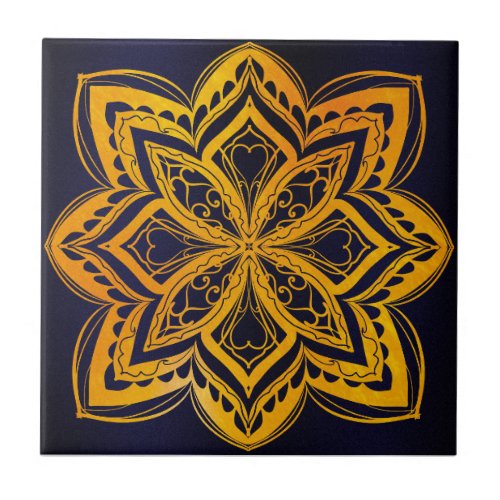 Mandala zen sacred geometric chakra gold eleg ceramic tile