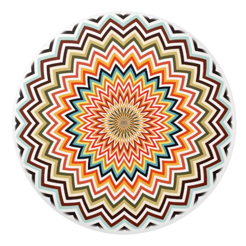 Mandala Zigzag Pattern Ceramic Knob