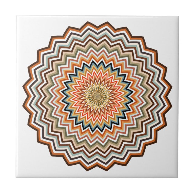 Mandala Zigzag Pattern Ceramic Tile (Front)