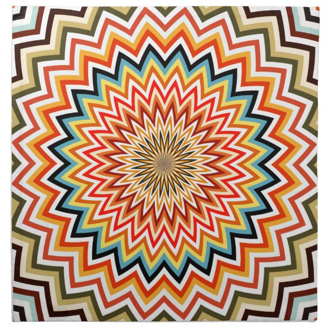 Mandala Zigzag Pattern Cloth Napkin (Front)