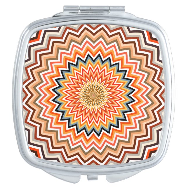 Mandala Zigzag Pattern Compact Mirror (Front)