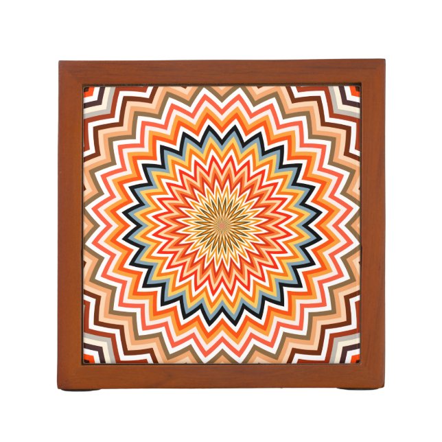 Mandala Zigzag Pattern Desk Organizer (Back)