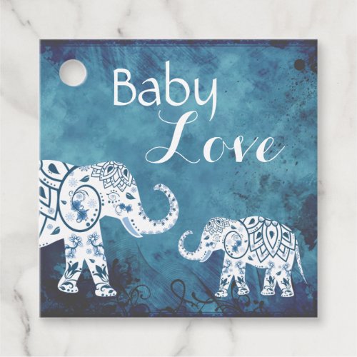 Mandalas and Elephants Baby Love Boys Baby Shower Favor Tags