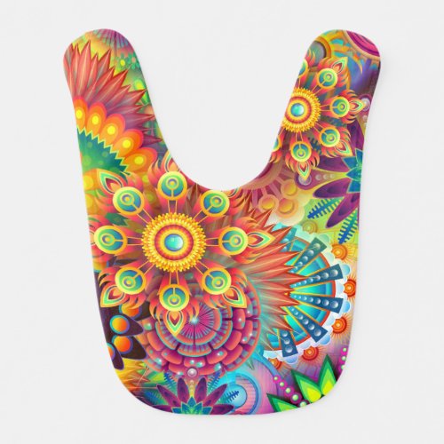 mandalas colorful abstract baby bib