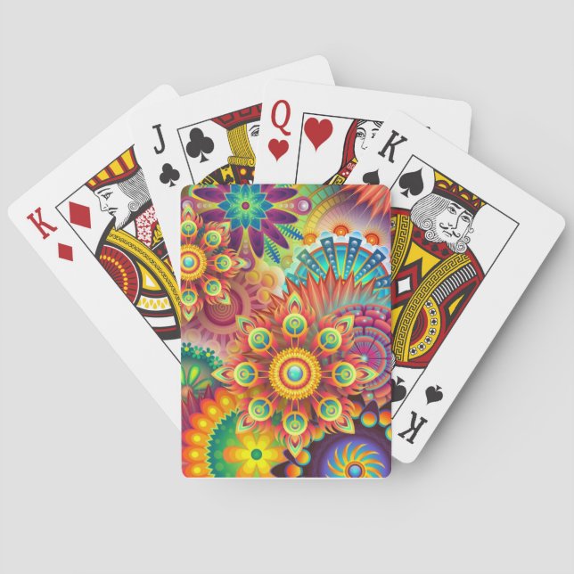 mandalas, colorful, abstract, poker cards (Back)