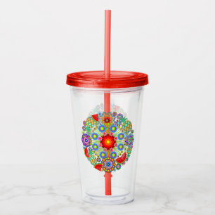 Mandalas & Exotic Fruits Pattern   Acrylic Tumbler