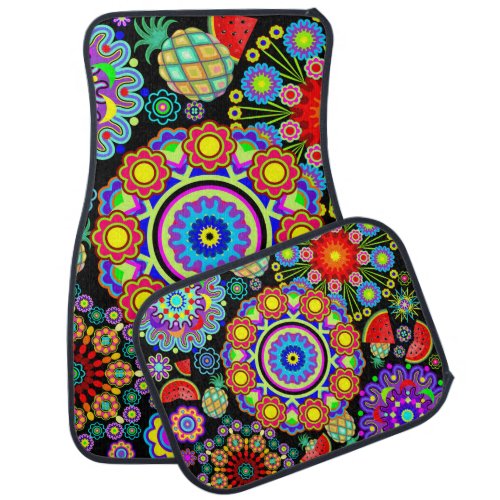 Mandalas  Exotic Fruits Pattern   Car Floor Mat