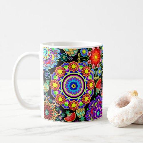 Mandalas  Exotic Fruits Pattern   Coffee Mug