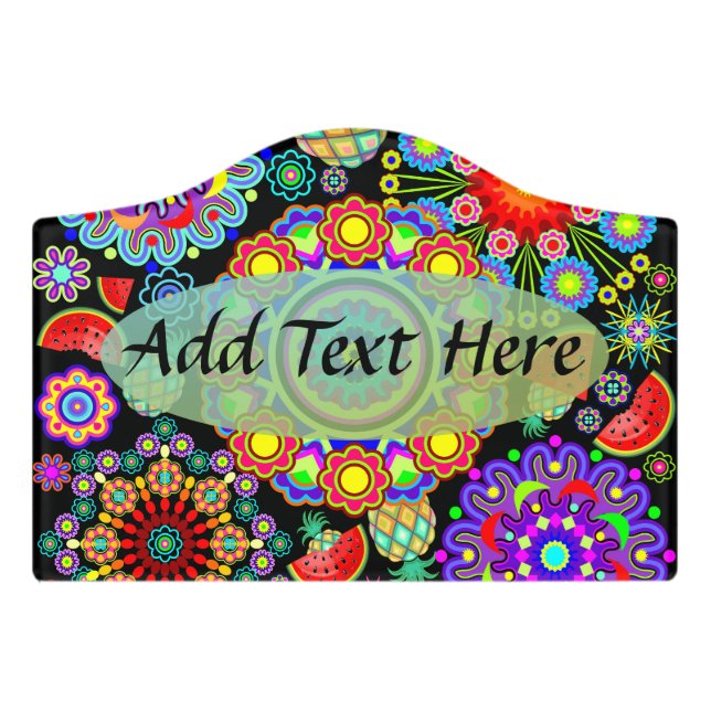 Mandalas & Exotic Fruits Pattern   Door Sign (Small Crest Front)