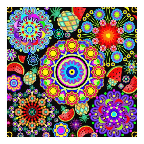 Mandalas  Exotic Fruits Pattern   Photo Print