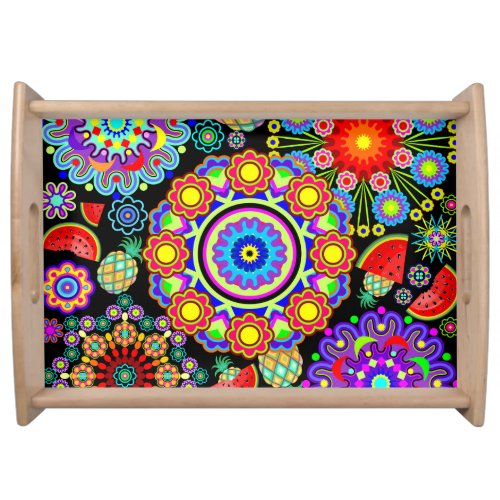 Mandalas  Exotic Fruits Pattern   Serving Tray