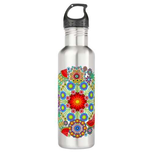 Mandalas  Exotic Fruits Pattern   Stainless Steel Water Bottle