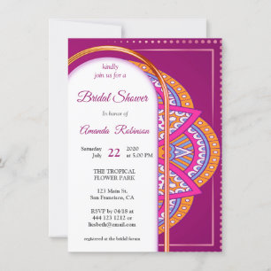 Mandalas in Cerise Pink, Blue & Orange Invitation