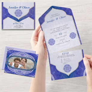 Mandalas in Mix Blue & Navy background Invitation
